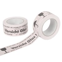 Papier-Klebebänder - starke Klebkraft | 50 mmx50 lfm | Vorsicht Glas | weiß