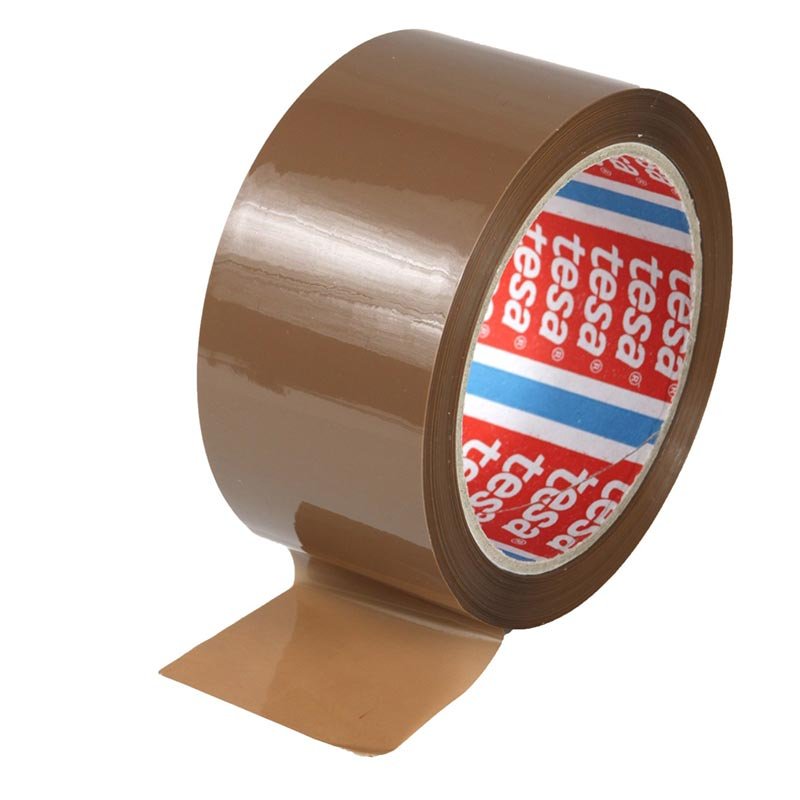 Tesa PP adhesive tapes 64014 - strong adhesive strength | 50 mm x 66 m | brown