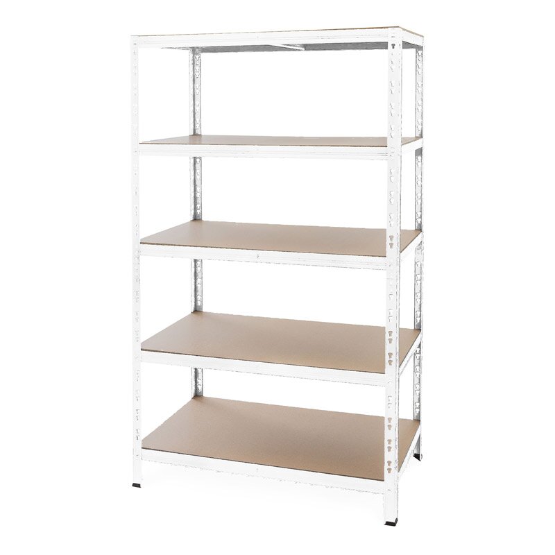 Metall-Schwerlastregal weiß 1800x900x450 mm - 5 Böden