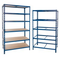 Metal heavy-duty shelving unit blue 2200x900x450 mm - 5...