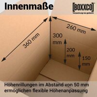 Single wall boxes 360x260x100-300 mm