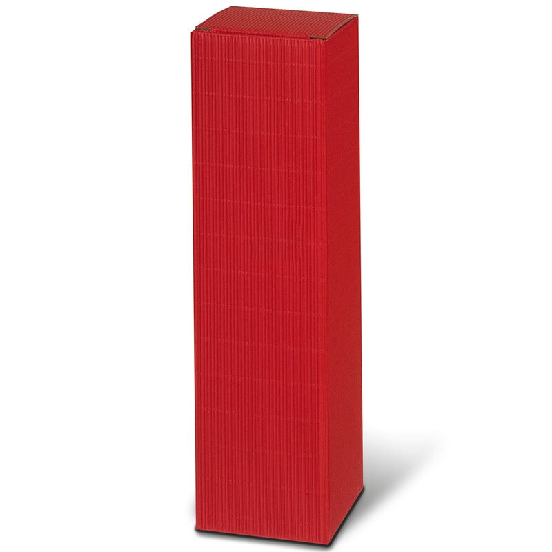 Bottle folding boxes wave structure red | 1 wine/champagne bottle| 90x90x365 mm