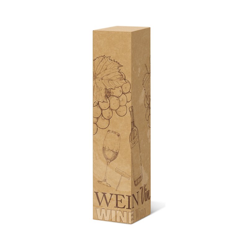Flaschen-Faltschachteln Pure Line Naturell | 1 Wein-/Sektflasche | 90x90x365 mm