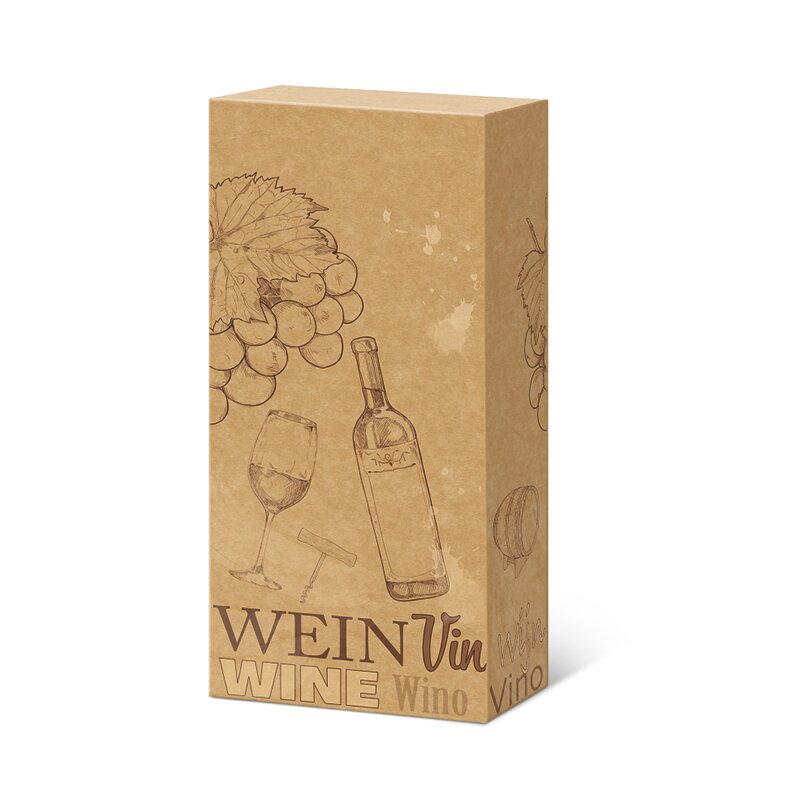 Bottle folding boxes Pure Line naturell | 2 wine/champagne bottle | 162x78x360 mm