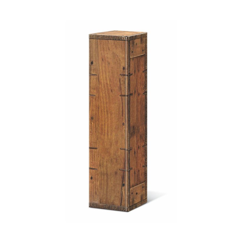 Präsentkartons Holzkiste Rustikal | 1 Wein-/Sektflasche | 88x100x380 mm