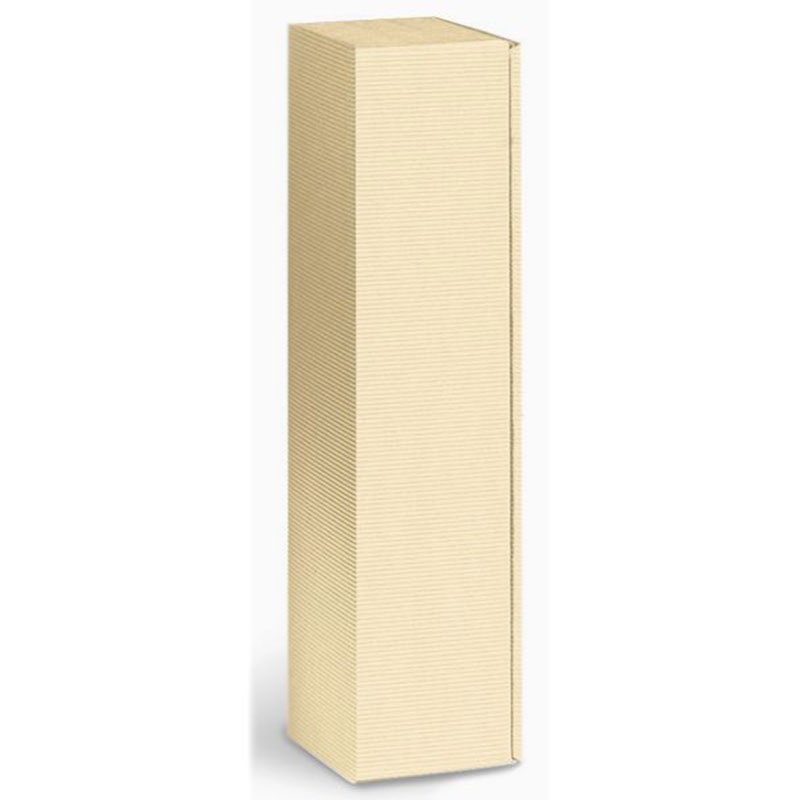 Präsentkartons Wellenstruktur Creme | 1 Wein-/Sektflasche | 95x95x380 mm