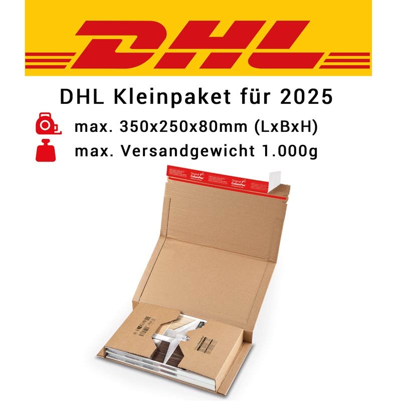 DHL small parcels book shipping packaging with SK strips 350x250x80 mm (outer dimensions)