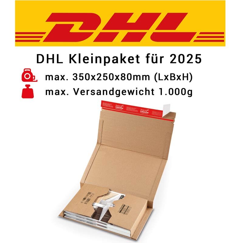 DHL small parcels book shipping packaging with SK strips 350x250x80 mm (outer dimensions)