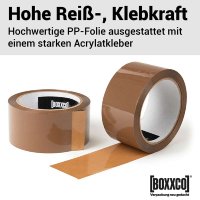 BOXXtape PREMIUM PP adhesive tapes – strong adhesive strength I 50mm x 66 m I brown