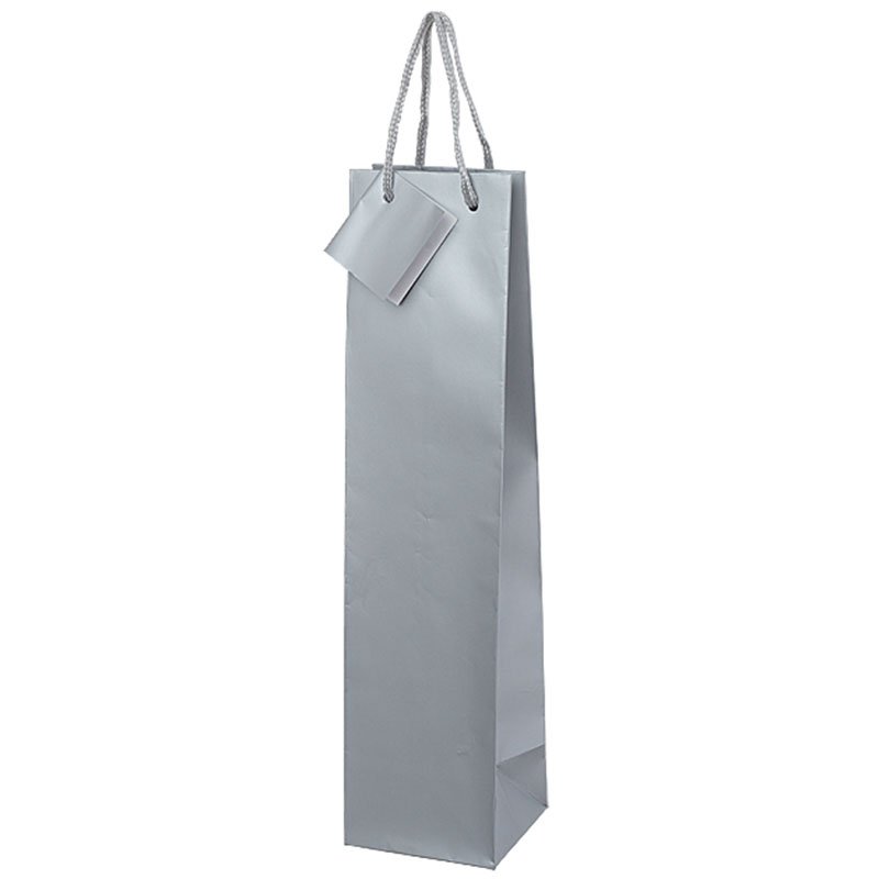 Tragetaschen Silber | 1 Wein-/Sektlasche | 90x85x380 mm