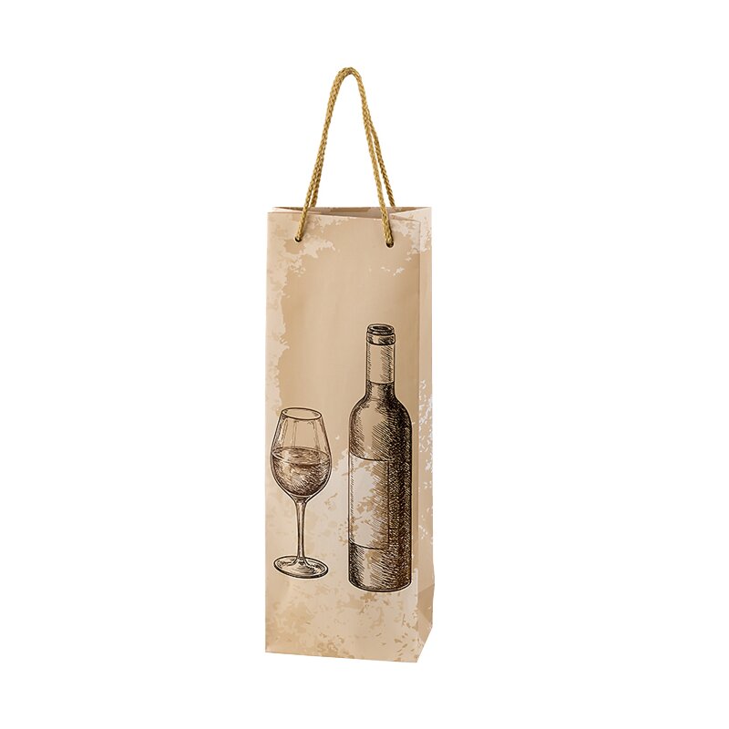 Carrier bags wine hour | 1 wine/champagne bottle| 125x90x360 mm