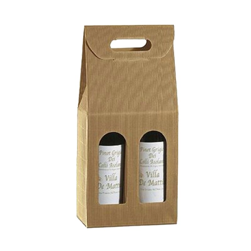 Carrying boxes wave structure nature | 2 wine/champagne bottle | 180x90x340 mm