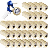 BOXXtape Premium transparent 132 Rollen + gratis Handabroller für Klebebänder bis 50 mm Bandbreite | Sicherheitsmesser