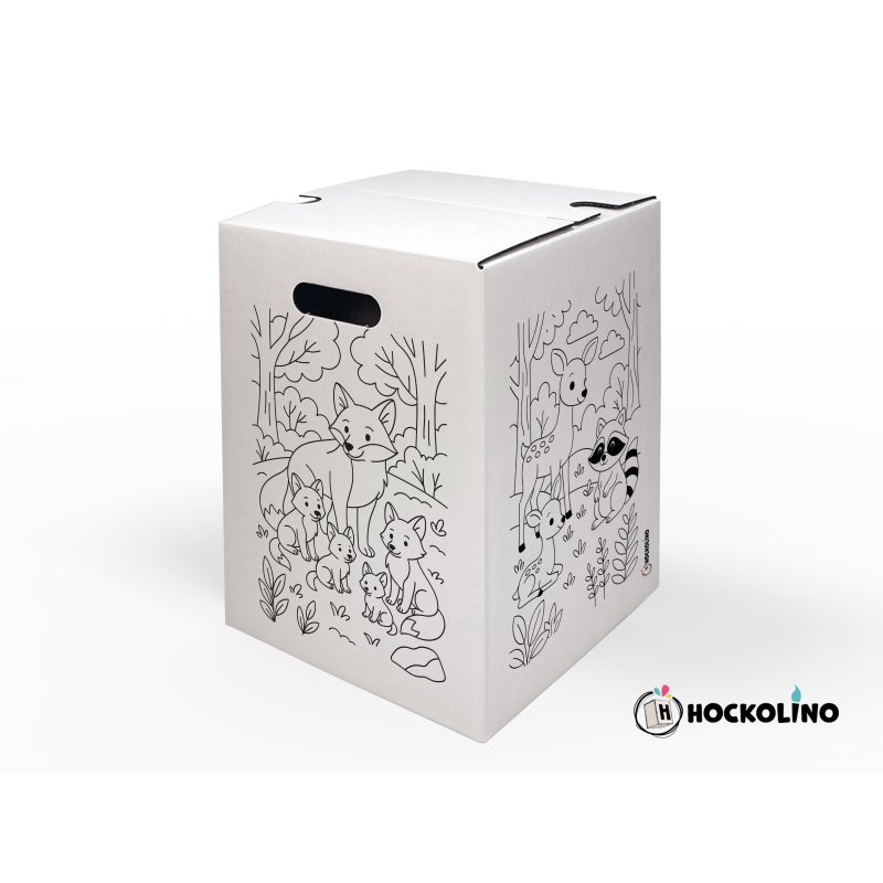 Hockolino | DIY Coloring Cardboard Stool | Forest Animals | 300x300x420 mm