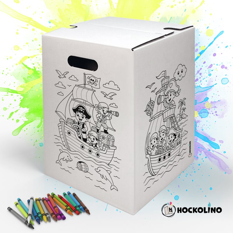 Hockolino | DIY Coloring Cardboard Stool | Pirates | 300x300x420 mm