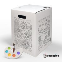 Hockolino | DIY Coloring Cardboard Stool | Underwater World | 300x300x420 mm