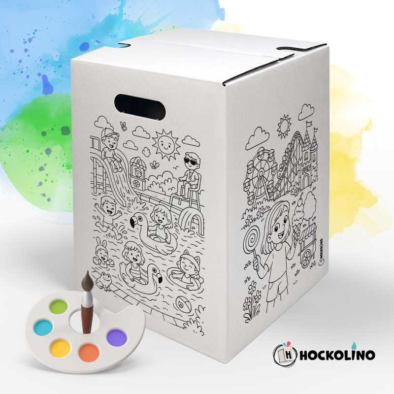 Hockolino | DIY-Ausmal-Papphocker | Sommerspaß | 300x300x420 mm