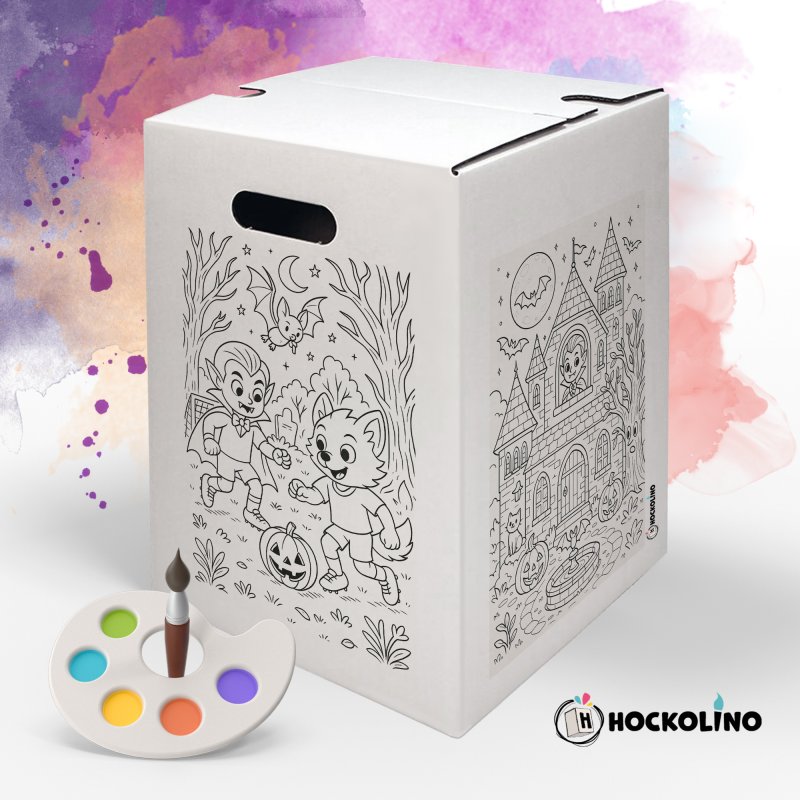 Hockolino | DIY-Ausmal-Papphocker | Vampire & Werwölfe 300x300x420 mm #1