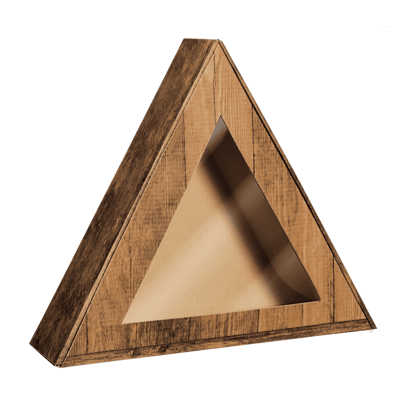 Faltschachteln Dreieck Vintage I Sichtfenster I 291x288x74 mm I DKN