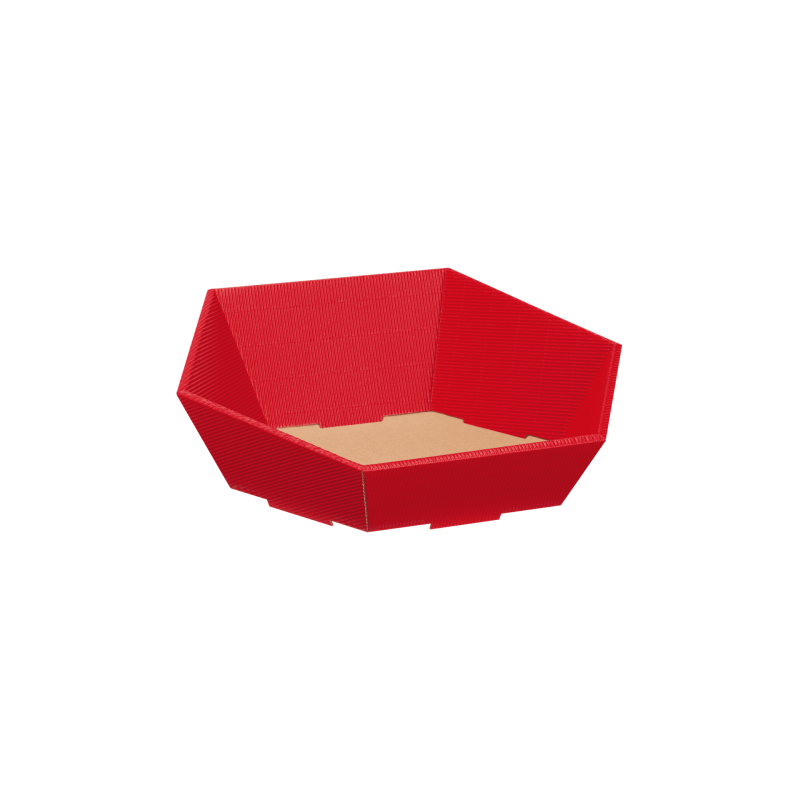 Präsentkörbe sechseckig Wellenstruktur Rot I mini | Ø 215 mm I 162x155x44-74 mm I DKN