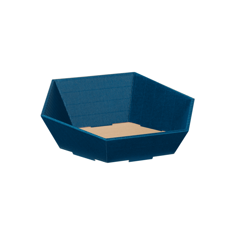 Präsentkörbe sechseckig Wellenstruktur Saphirblau I klein I Ø 265 mm I 202x195x52-92 mm I DKN