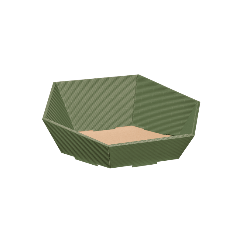 Präsentkörbe sechseckig Wellenstruktur Grün | klein I Ø 265 mm I 202x195x52-92 mm I DKN