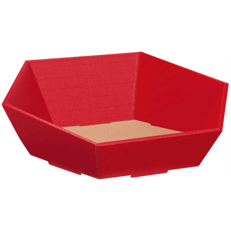 Präsentkörbe sechseckig Wellenstruktur Rot I groß | Ø 415 mm I 313x301x84-139 mm I DKN