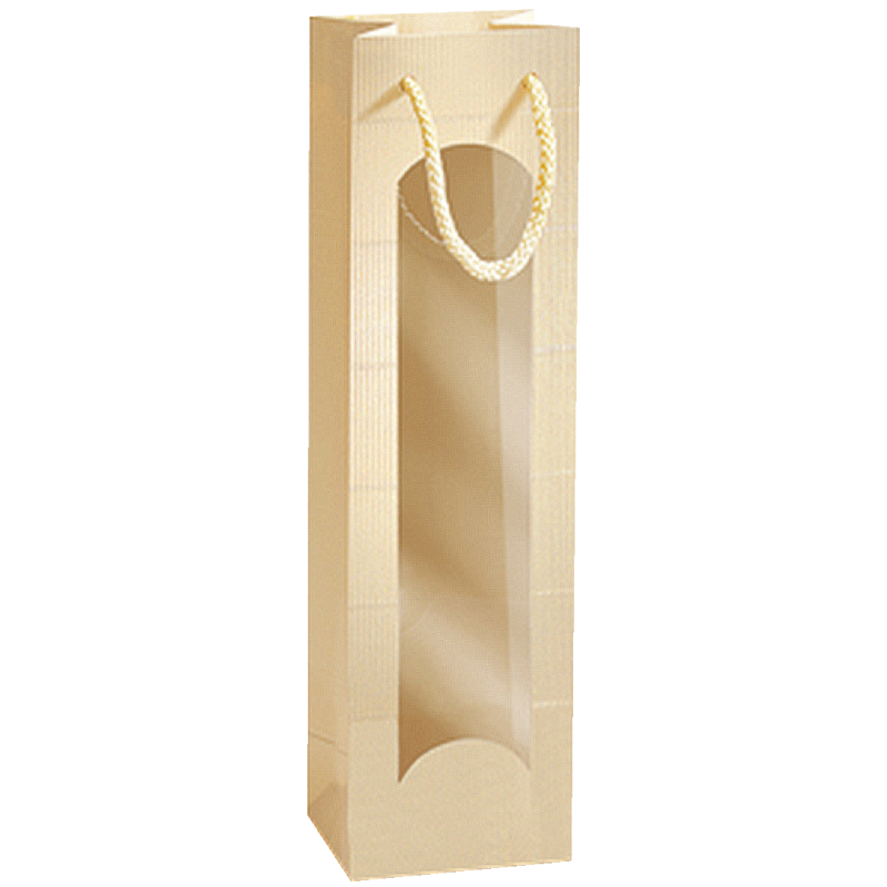 1er Geschenktüten Creme/Gold I Sichtfenster I 0,75-1l I 100x80x360 mm I DKN
