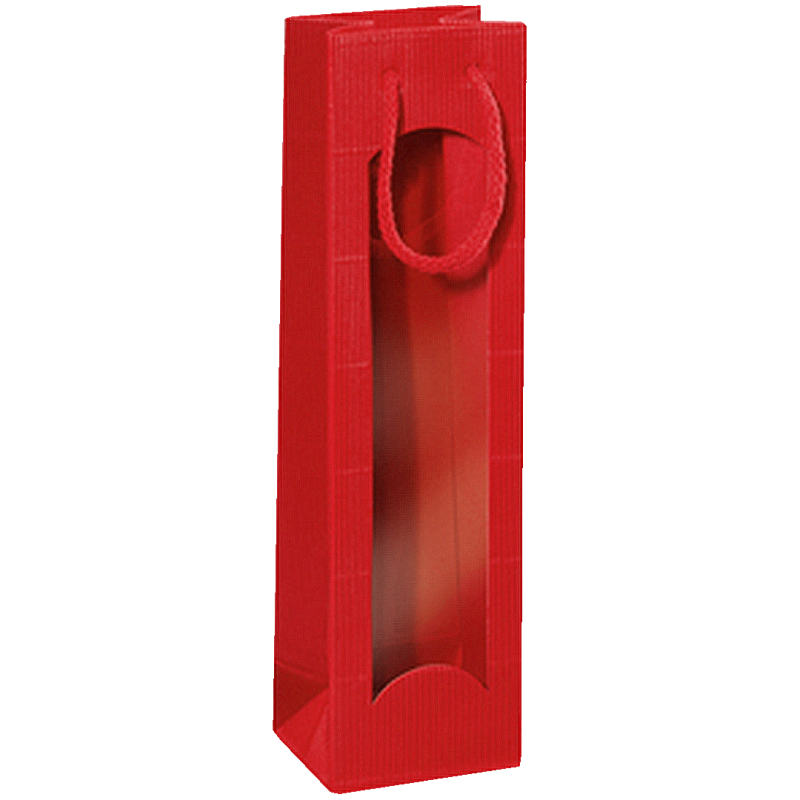 1er Geschenktüten Rot I Sichtfenster I 0,75-1l I 100x80x360 mm I DKN