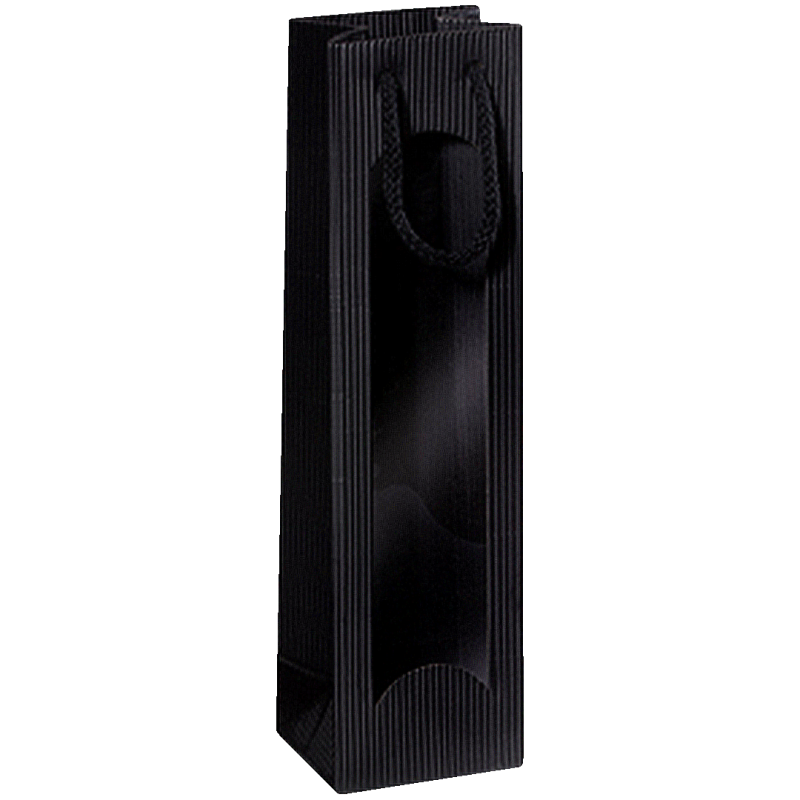 1er Geschenktüten Schwarz I Sichtfenster I 0,75-1l I 100x80x360 mm I DKN