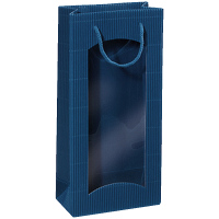 2er Geschenktüten Saphirblau I Sichtfenster I 0,75l...