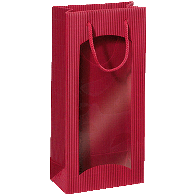 2er Geschenktüten Bordeaux I Sichtfenster I 0,75l I 170x85x360 mm I DKN