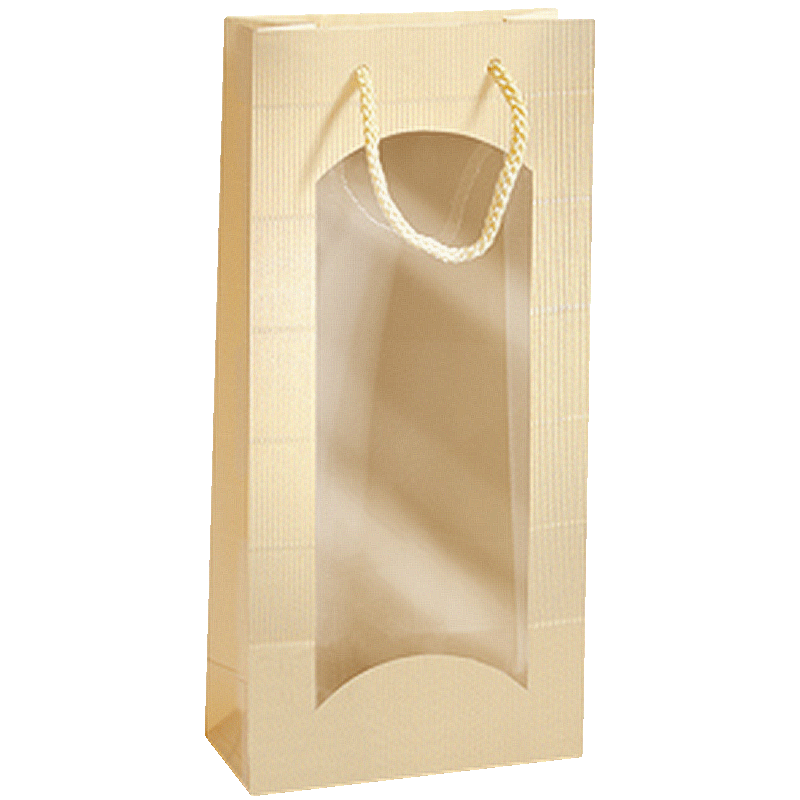 2er Geschenktüten Creme/Gold I Sichtfenster I 0,75l I 170x85x360 mm I DKN