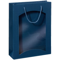 3er Geschenktüten Saphirblau I Sichtfenster I 0,75l...