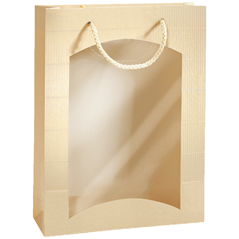3er Geschenktüten Creme/Gold I Sichtfenster I 0,75l I 270x85x360 mm I DKN