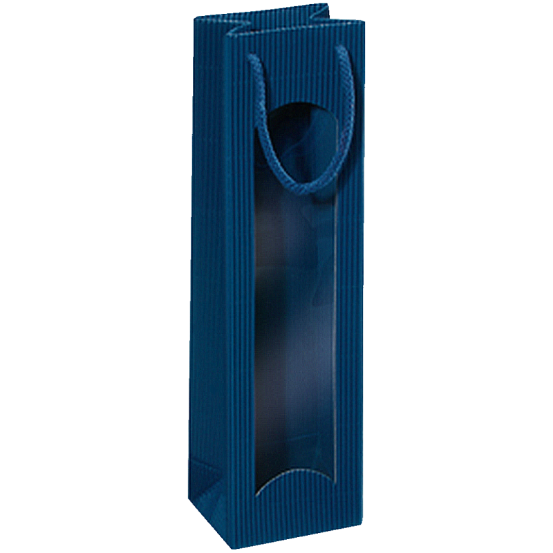 1er Geschenktüten Saphir I Sichtfenster I 0,75-1l I 100x80x360 mm I DKN