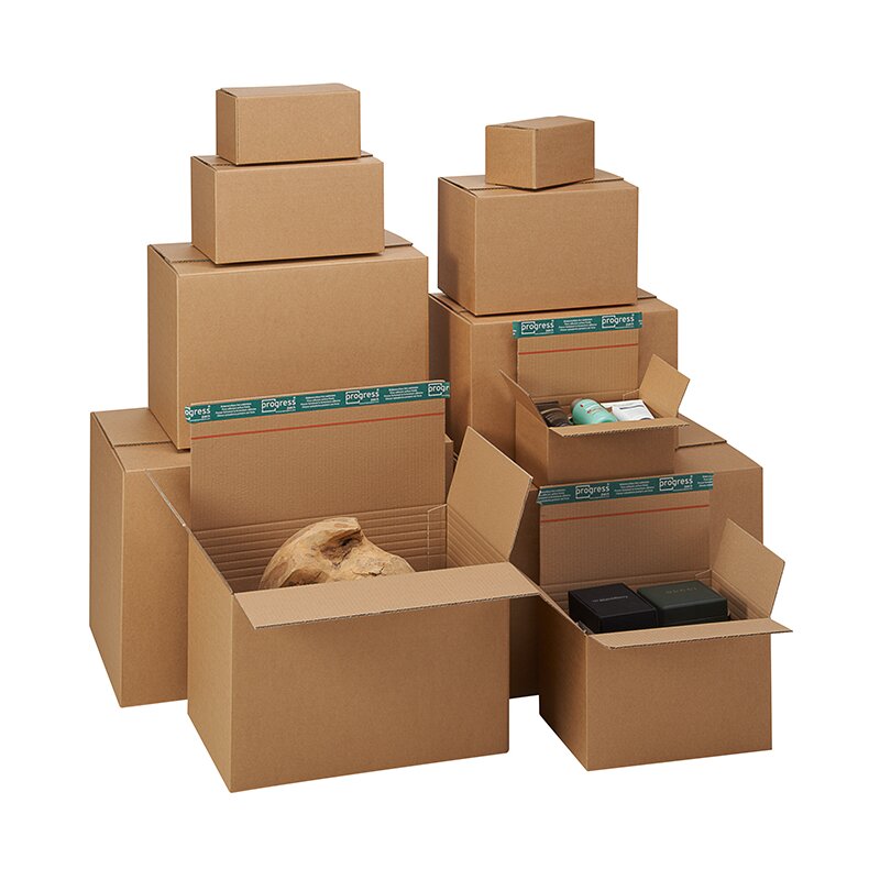 Shipping boxes with height groove 500x390x215-350 mm (DIN B3+)